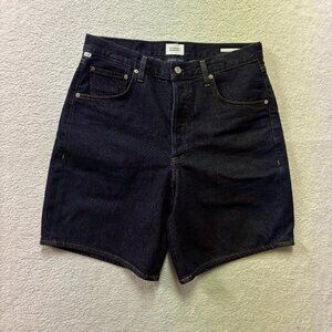 Citizen of Humanity Jean Shorts Womens 32" Ayla Baggy Dark Denim Button Fly